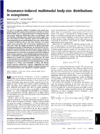 Resonance-Induced Multimodal Body-Size Distributions in Ecosystems