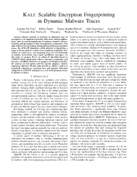Scalable Encryption Fingerprinting in Dynamic Malware Traces