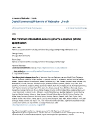 The Minimum Information About a Genome Sequence (MIGS) Specification