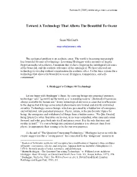 Toward a Technology That Allows the Beautiful to Occur
