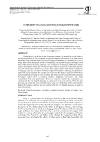 Complexity of Language in Indian English Newspapers