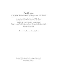 Final Report CS 5604: Information Storage and Retrieval