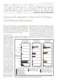 Gases in Evaporites: Part 2 of 3: Nature, Distribution and Sources
