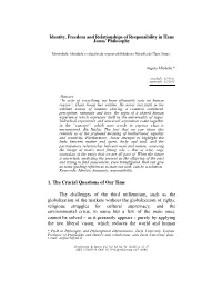 Identity, Freedom and Relationships of Responsibility in Hans Jonas’Philosophy