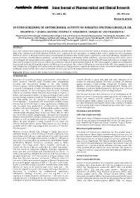 In Vitro Screening of Antimicrobial Activity of Wrightia Tinctoria (Roxb.) R