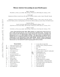 Meteor Shower Forecasting in Near-Earth Space