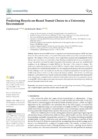 Predicting Bicycle-On-Board Transit Choice in a University Environment