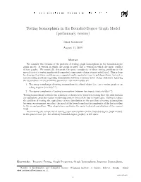 Testing Isomorphism in the Bounded-Degree Graph Model (Preliminary Version)