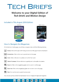 Welcome to Your Digital Edition of Tech Briefs and Motion Design
