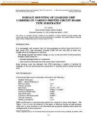 Carriers on Various Printed Circuit Board Type Substrates* I.G