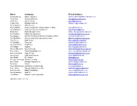 Name Company E-Mail Address Graham Biletski Alliance Pipelines Graham Biletski@Alliance-Pipeline.Com Chris Pass Armour Safety Inc