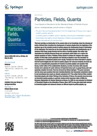 Particles, Fields, Quanta from Quantum Mechanics to the Standard Model of Particle Physics Series: Undergraduate Lecture Notes in Physics