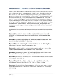 Report on Public Campaigns: Time to Learn Radio Programs