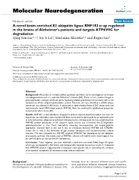 A Novel Brain-Enriched E3 Ubiquitin Ligase RNF182 Is up Regulated In