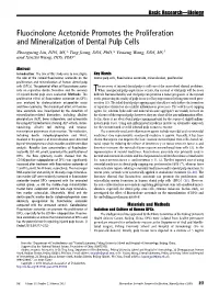 Fluocinolone Acetonide Promotes the Proliferation and Mineralization Of