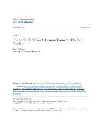 Inside the Taft Court: Lessons from the Docket Books, 2015 Sup