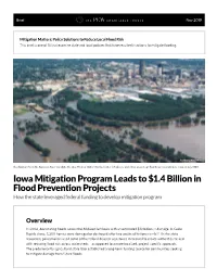 Iowa Mitigation Program Leads to $1.4 Billion in Flood Prevention Projects How the State Leveraged Federal Funding to Develop Mitigation Program