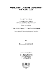 Programming Language Abstractions for Mobile Code