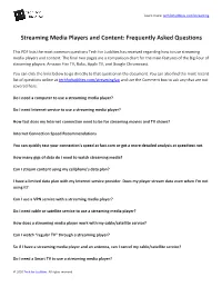 Streaming Media Players and Content: Frequently Asked Questions