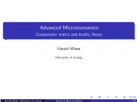 Advanced Microeconomics Comparative Statics and Duality Theory
