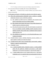 AN ACT Relating to Medicinal Marijuana and Making an Appropriation Therefor