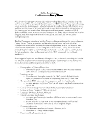 Call for Contributions Fan Phenomena: Game of Thrones with Five Books