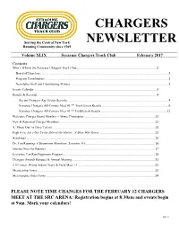 Chargers Newsletter Is Published Monthly and Jim Mccaul Peter Rhodes Delivered to Members and Subscribers Via Non-Profit Post