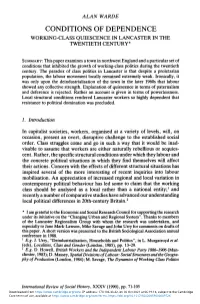 Conditions of Dependence Working-Class Quiescence in Lancaster in the Twentieth Century*