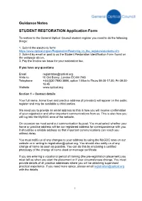 Guidance Restoration to Student Register