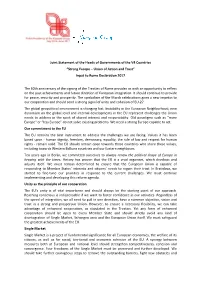 Joint Statement of the Heads of Governments of the V4 Countries “Strong Europe – Union of Action and Trust” Input to Rome Declaration 2017