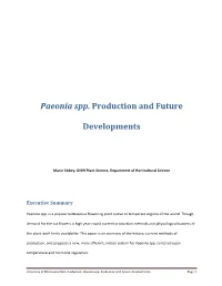 Paeonia Spp. Production and Future Developments Page 1 1