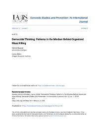 Patterns in the Mindset Behind Organized Mass Killing