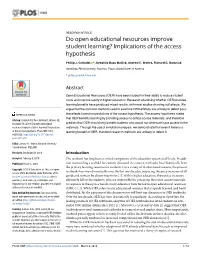 Do Open Educational Resources Improve Student Learning? Implications of the Access Hypothesis