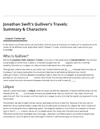 Jonathan Swift's Gulliver's Travels: Summary & Characters