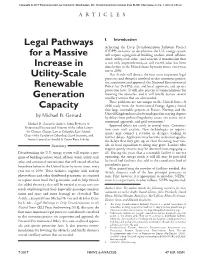 Legal Pathways for a Massive Increase in Utility-Scale Renewable Generation Capacity