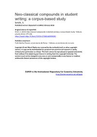 Neo-Classical Compounds in Student Writing: a Corpus-Based Study Smith, S
