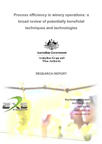 Process Efficiency in Winery Operations: a Broad Review of Potentially Beneficial Techniques and Technologies