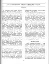 Sexual Selection in Humans: an Evolutionary and Anthropological