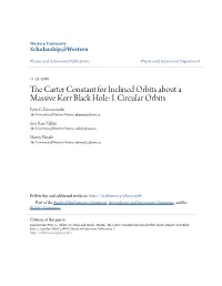 The Carter Constant for Inclined Orbits About a Massive Kerr Black Hole: I
