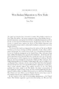 West Indian Migration to New York an Overview
