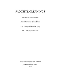 Jacobite Gleanings from the State Manuscripts