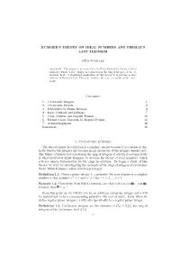 Kummer's Theory on Ideal Numbers and Fermat's Last