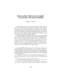 Regulating the Void: In-Orbit Collisions and Space Debris