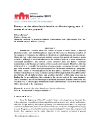 Room Acoustics Education in Interior Architecture Programs: a Course Structure Proposal