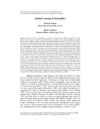 Spatial Learning in Dragonflies
