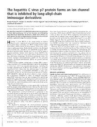 The Hepatitis C Virus P7 Protein Forms an Ion Channel That Is Inhibited by Long-Alkyl-Chain Iminosugar Derivatives