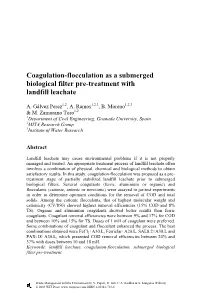 Coagulation-Flocculation As a Submerged Biological Filter Pre-Treatment with Landfill Leachate
