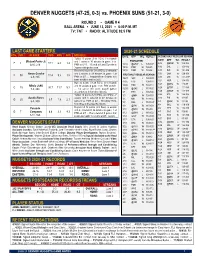 Denver Nuggets Game Notes 1