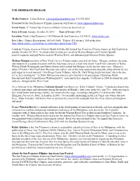 FOR IMMEDIATE RELEASE Media Contact: Carlos Zialcita Carlos