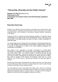 “Ownership, Diversity and the Public Interest”